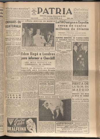 'Patria : diario de Falange Española Tradicionalista y de las J.O.N.S.' - Año XIX Número 5845 - 1954 mayo 23