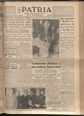 'Patria : diario de Falange Española Tradicionalista y de las J.O.N.S.' - Año XIX Número 5846 - 1954 mayo 25