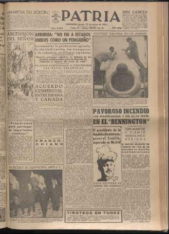 'Patria : diario de Falange Española Tradicionalista y de las J.O.N.S.' - Año XIX Número 5848 - 1954 mayo 27