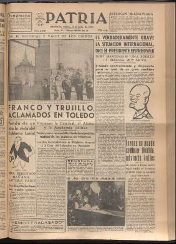 'Patria : diario de Falange Española Tradicionalista y de las J.O.N.S.' - Año XIX Número 5861 - 1954 junio 11