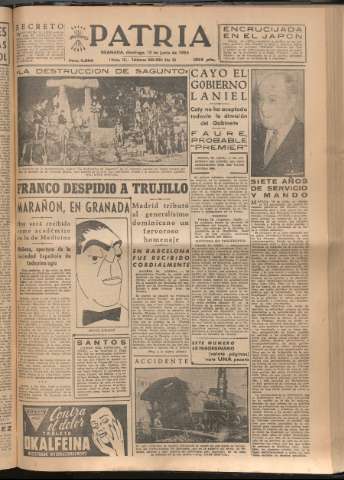 'Patria : diario de Falange Española Tradicionalista y de las J.O.N.S.' - Año XIX Número 5863 - 1954 junio 13