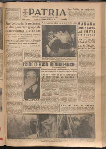 'Patria : diario de Falange Española Tradicionalista y de las J.O.N.S.' - Año XIX Número 5864 - 1954 junio 15