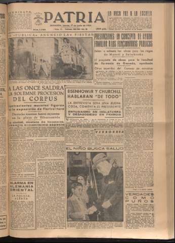 'Patria : diario de Falange Española Tradicionalista y de las J.O.N.S.' - Año XIX Número 5866 - 1954 junio 17