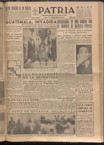 'Patria : diario de Falange Española Tradicionalista y de las J.O.N.S.' - Año XIX Número 5868 - 1954 junio 19