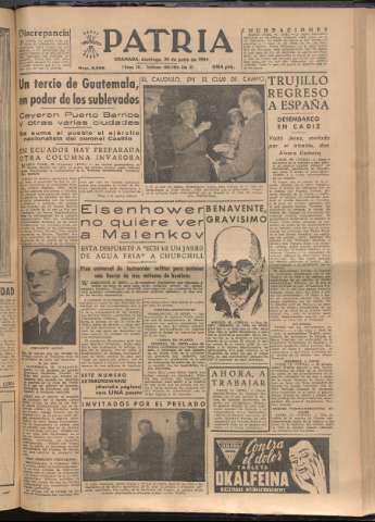 'Patria : diario de Falange Española Tradicionalista y de las J.O.N.S.' - Año XIX Número 5869 - 1954 junio 20