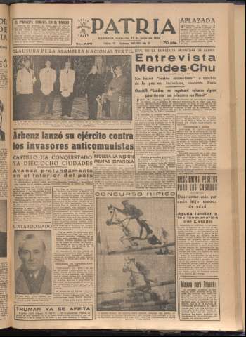 'Patria : diario de Falange Española Tradicionalista y de las J.O.N.S.' - Año XIX Número 5871 - 1954 junio 23