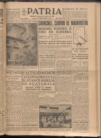 'Patria : diario de Falange Española Tradicionalista y de las J.O.N.S.' - Año XIX Número 5873 - 1954 junio 25