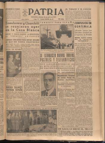 'Patria : diario de Falange Española Tradicionalista y de las J.O.N.S.' - Año XIX Número 5874 - 1954 junio 26