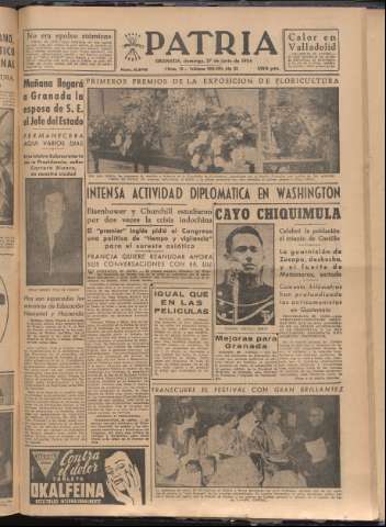 'Patria : diario de Falange Española Tradicionalista y de las J.O.N.S.' - Año XIX Número 5875 - 1954 junio 27