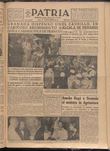 'Patria : diario de Falange Española Tradicionalista y de las J.O.N.S.' - Año XIX Número 5876 - 1954 junio 29