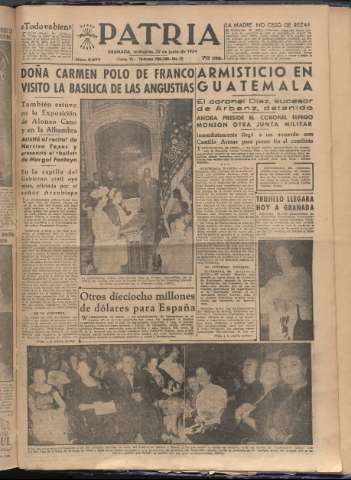 'Patria : diario de Falange Española Tradicionalista y de las J.O.N.S.' - Año XIX Número 5877 - 1954 junio 30