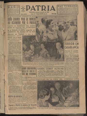 'Patria : diario de Falange Española Tradicionalista y de las J.O.N.S.' - Año XIX Número 5879 - 1954 julio 2