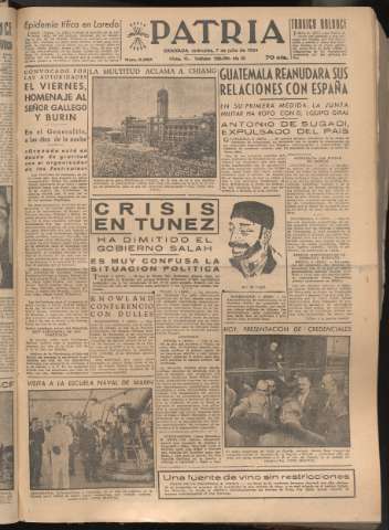 'Patria : diario de Falange Española Tradicionalista y de las J.O.N.S.' - Año XIX Número 5883 - 1954 julio 7