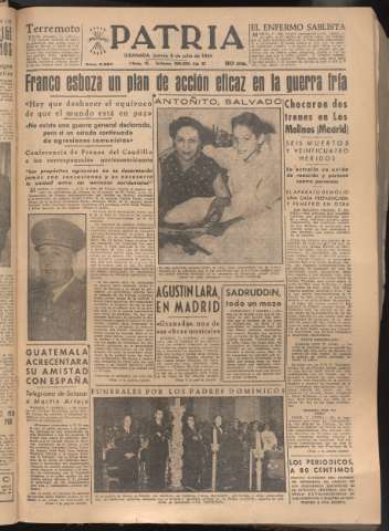 'Patria : diario de Falange Española Tradicionalista y de las J.O.N.S.' - Año XIX Número 5884 - 1954 julio 8