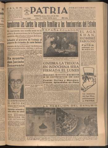 'Patria : diario de Falange Española Tradicionalista y de las J.O.N.S.' - Año XIX Número 5890 - 1954 julio 15