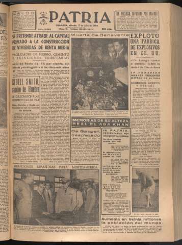 'Patria : diario de Falange Española Tradicionalista y de las J.O.N.S.' - Año XIX Número 5892 - 1954 julio 17