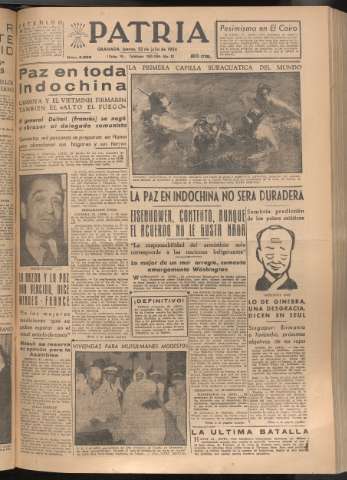 'Patria : diario de Falange Española Tradicionalista y de las J.O.N.S.' - Año XIX Número 5896 - 1954 julio 22