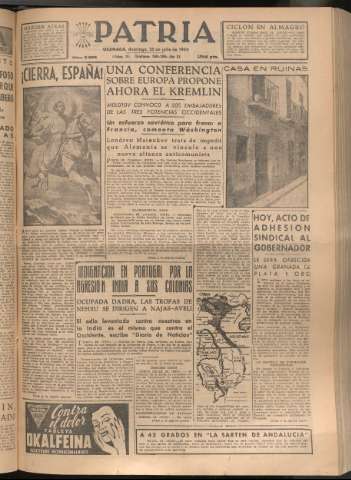 'Patria : diario de Falange Española Tradicionalista y de las J.O.N.S.' - Año XIX Número 5899 - 1954 julio 25