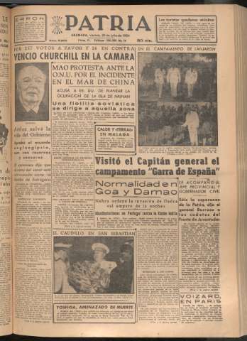 'Patria : diario de Falange Española Tradicionalista y de las J.O.N.S.' - Año XIX Número 5903 - 1954 julio 30
