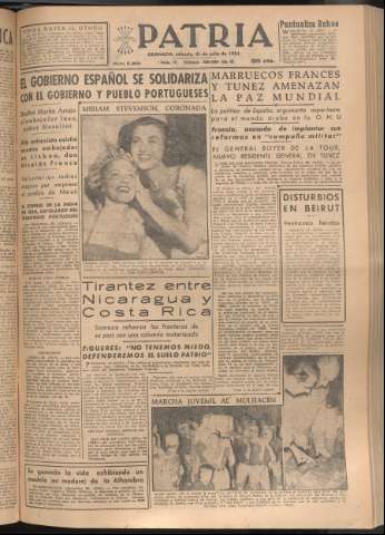 'Patria : diario de Falange Española Tradicionalista y de las J.O.N.S.' - Año XIX Número 5904 - 1954 julio 31