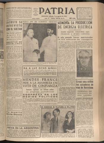 'Patria : diario de Falange Española Tradicionalista y de las J.O.N.S.' - Año XIX Número 5910 - 1954 agosto 7
