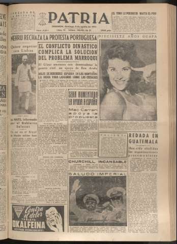 'Patria : diario de Falange Española Tradicionalista y de las J.O.N.S.' - Año XIX Número 5911 - 1954 agosto 8