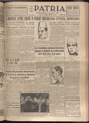 'Patria : diario de Falange Española Tradicionalista y de las J.O.N.S.' - Año XIX Número 5915 - 1954 agosto 14