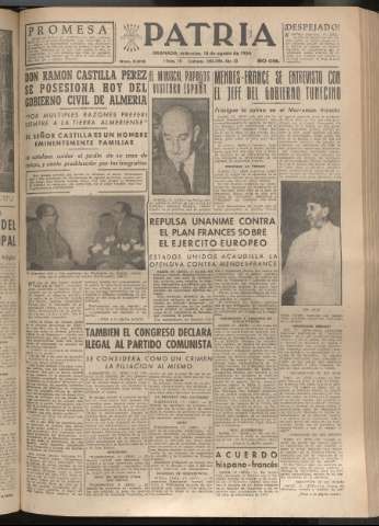 'Patria : diario de Falange Española Tradicionalista y de las J.O.N.S.' - Año XIX Número 5918 - 1954 agosto 18