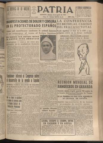 'Patria : diario de Falange Española Tradicionalista y de las J.O.N.S.' - Año XIX Número 5921 - 1954 agosto 21