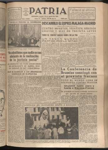 'Patria : diario de Falange Española Tradicionalista y de las J.O.N.S.' - Año XIX Número 5923 - 1954 agosto 24