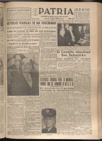 'Patria : diario de Falange Española Tradicionalista y de las J.O.N.S.' - Año XIX Número 5924 - 1954 agosto 25