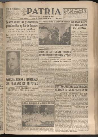 'Patria : diario de Falange Española Tradicionalista y de las J.O.N.S.' - Año XIX Número 5925 - 1954 agosto 26