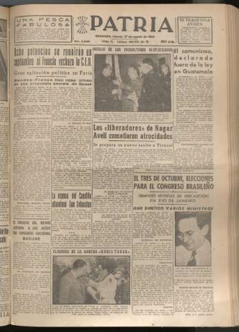 'Patria : diario de Falange Española Tradicionalista y de las J.O.N.S.' - Año XIX Número 5926 - 1954 agosto 27