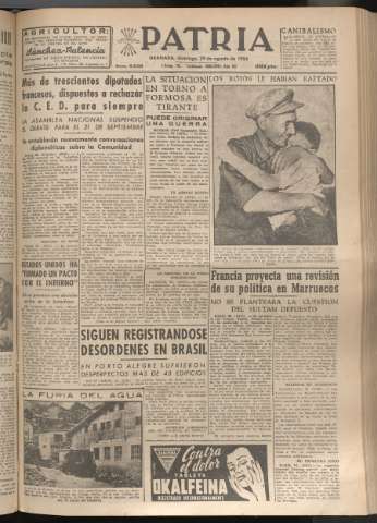 'Patria : diario de Falange Española Tradicionalista y de las J.O.N.S.' - Año XIX Número 5928 - 1954 agosto 29