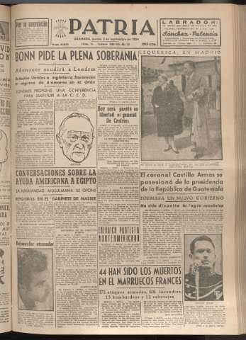 'Patria : diario de Falange Española Tradicionalista y de las J.O.N.S.' - Año XIX Número 5931 - 1954 septiembre 2