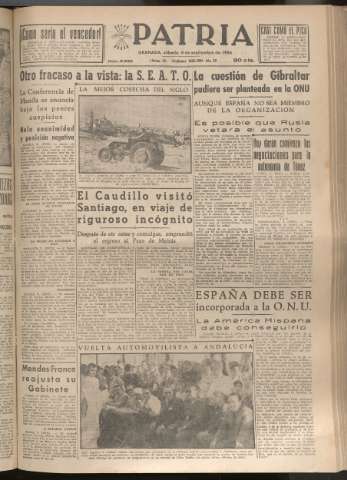 'Patria : diario de Falange Española Tradicionalista y de las J.O.N.S.' - Año XIX Número 5933 - 1954 septiembre 4