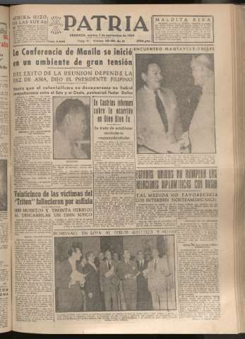 'Patria : diario de Falange Española Tradicionalista y de las J.O.N.S.' - Año XIX Número 5935 - 1954 septiembre 7