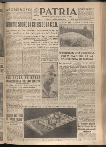 'Patria : diario de Falange Española Tradicionalista y de las J.O.N.S.' - Año XIX Número 5936 - 1954 septiembre 8