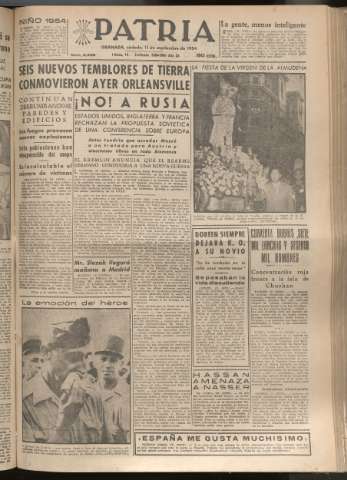 'Patria : diario de Falange Española Tradicionalista y de las J.O.N.S.' - Año XIX Número 5939 - 1954 septiembre 11
