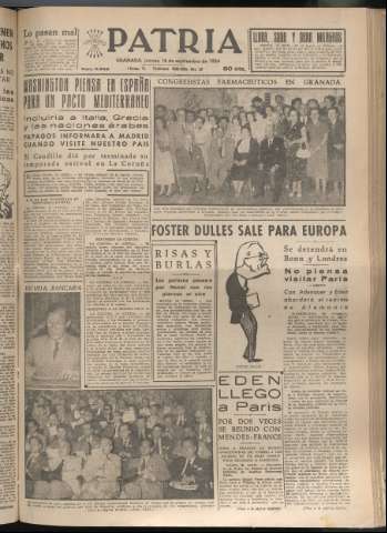 'Patria : diario de Falange Española Tradicionalista y de las J.O.N.S.' - Año XIX Número 5943 - 1954 septiembre 16