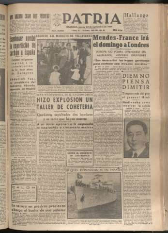 'Patria : diario de Falange Española Tradicionalista y de las J.O.N.S.' - Año XIX Número 5949 - 1954 septiembre 23