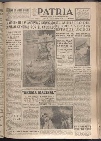 'Patria : diario de Falange Española Tradicionalista y de las J.O.N.S.' - Año XIX Número 5950 - 1954 septiembre 24