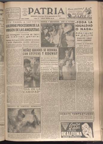 'Patria : diario de Falange Española Tradicionalista y de las J.O.N.S.' - Año XIX Número 5952 - 1954 septiembre 26