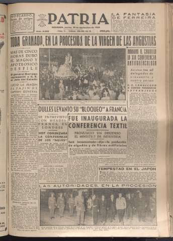 'Patria : diario de Falange Española Tradicionalista y de las J.O.N.S.' - Año XIX Número 5953 - 1954 septiembre 28