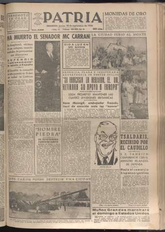 'Patria : diario de Falange Española Tradicionalista y de las J.O.N.S.' - Año XIX Número 5955 - 1954 septiembre 30