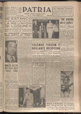 'Patria : diario de Falange Española Tradicionalista y de las J.O.N.S.' - Año XIX Número 5957 - 1954 octubre 2