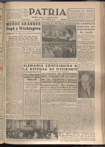 'Patria : diario de Falange Española Tradicionalista y de las J.O.N.S.' - Año XIX Número 5959 - 1954 octubre 5