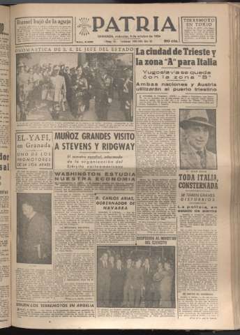 'Patria : diario de Falange Española Tradicionalista y de las J.O.N.S.' - Año XIX Número 5960 - 1954 octubre 6