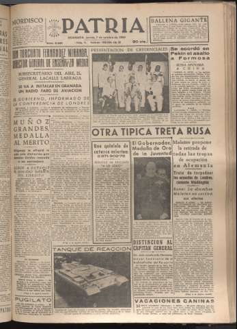 'Patria : diario de Falange Española Tradicionalista y de las J.O.N.S.' - Año XIX Número 5961 - 1954 octubre 7