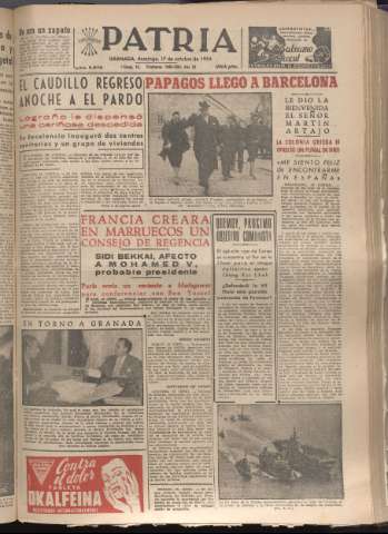 'Patria : diario de Falange Española Tradicionalista y de las J.O.N.S.' - Año XIX Número 5970 - 1954 octubre 17
